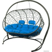 Подвесной диван M-Group Лежебока 11180310 (с серым ротангом/синяя подушка)