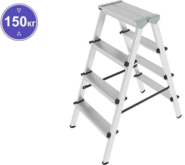 

Лестница-стремянка Новая высота NV 112 алюминиевая двухсторонняя 2x4 ступеней