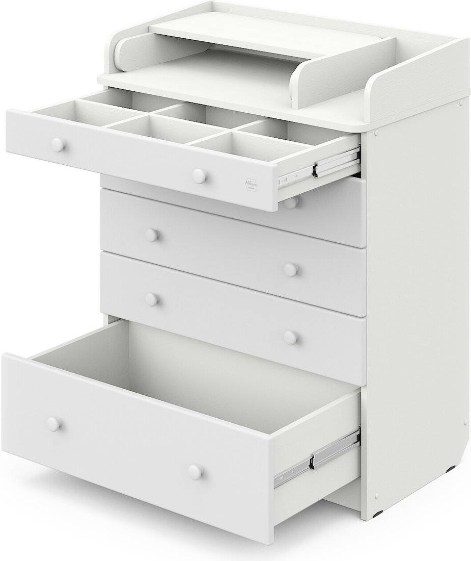 

Детский комод Атон Мебель Maks ЛДСП 800/5 с органайзером (белый премиум/белый)