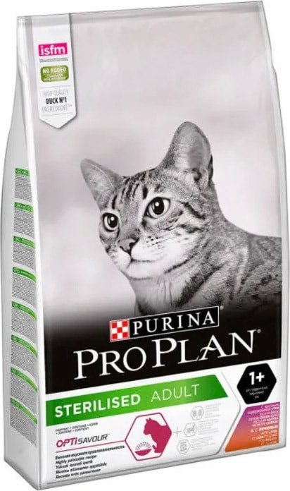 

Сухой корм для кошек Pro Plan Sterilised Adult OptiSavour с уткой и печенью 10 кг