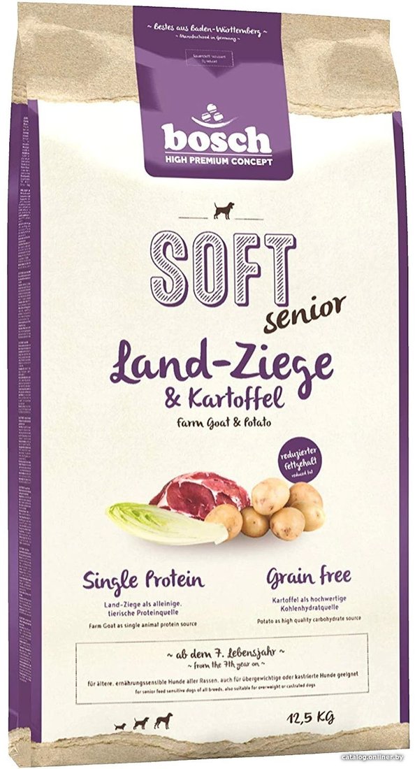 Полувлажный Bosch Soft Senior Land-Ziege & Kartoffel (Коза с Картофелем) 12.5 кг