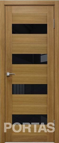 

Межкомнатная дверь Portas S23 80x200 (орех карамель, стекло lacobel черный лак)