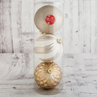 Елочная игрушка Зимнее волшебство Праздничное ассорти 1305764 (3шт, белый/золото)