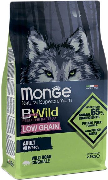 

Сухой корм для собак Monge BWild Low Grain All Breeds Adult Wild Boar (для всех пород с мясом дикого кабана) 2.5 кг