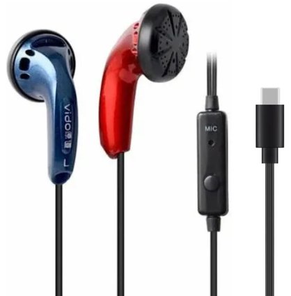 Наушники Vido с микрофоном (USB Type-C, синий/красный)