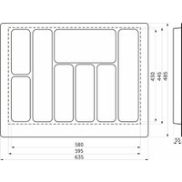 Лоток для столовых приборов AKS 700 Pixel 635x485 (белый)