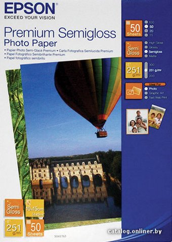Фотобумага Epson Premium Semigloss Photo Paper 10х15 50 листов (C13S041765)