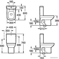 Унитаз напольный Roca Dama Senso Compacto 7342518000+734151B000+ZRU9000040
