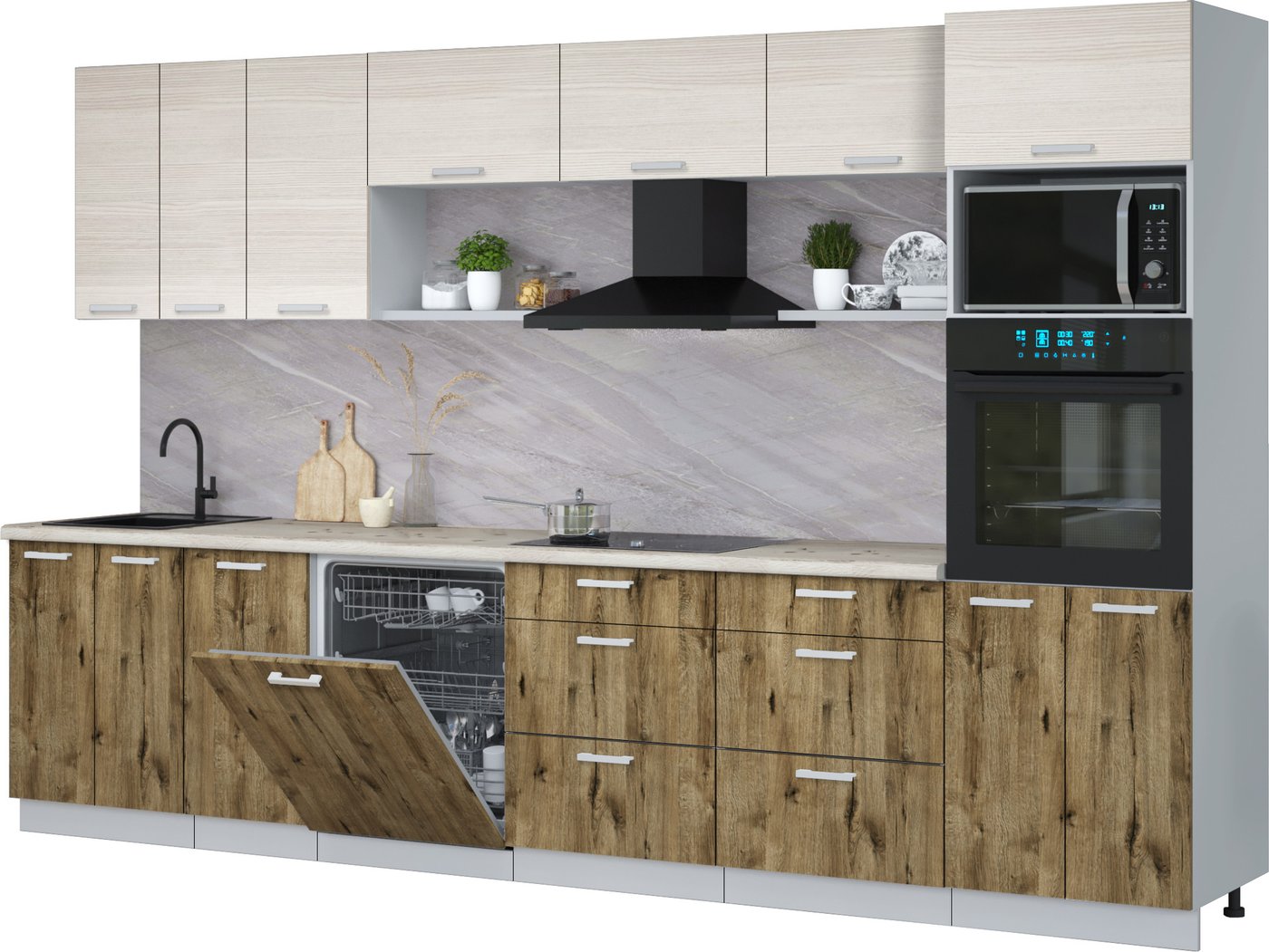 

Готовая кухня Интерлиния Мила Лайт 3.4-ПМ1-2 (вудлайн кремовый/дуб веллингтон/бискайская сосна)