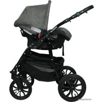 Универсальная коляска Alis Alvaro F (3 в 1, Al 03 темно-серый/светло-серый/розовая кожа)