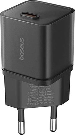 Сетевое зарядное Baseus GaN5S Fast Charger 1C 30W EU P10162504113-00 (черный)