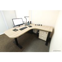 Стол с регулировкой высоты WellDesk с электроприводом трехмоторный угловой 36мм (сосна, черный)