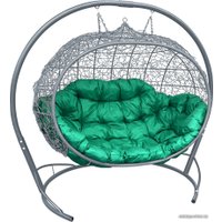 Подвесной диван M-Group Улей 11210304 (серый ротанг/зеленая подушка)