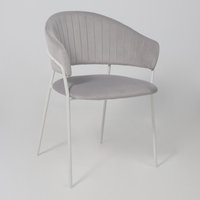 Стул с подлокотниками Алвест AV 433 (светло-серый бархат H-09/белый)