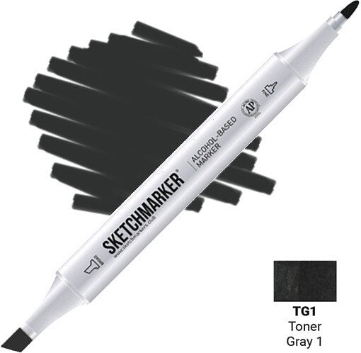 

Маркер художественный Sketchmarker Двусторонний TG1 SM-TG1 (серый тонированный №1)