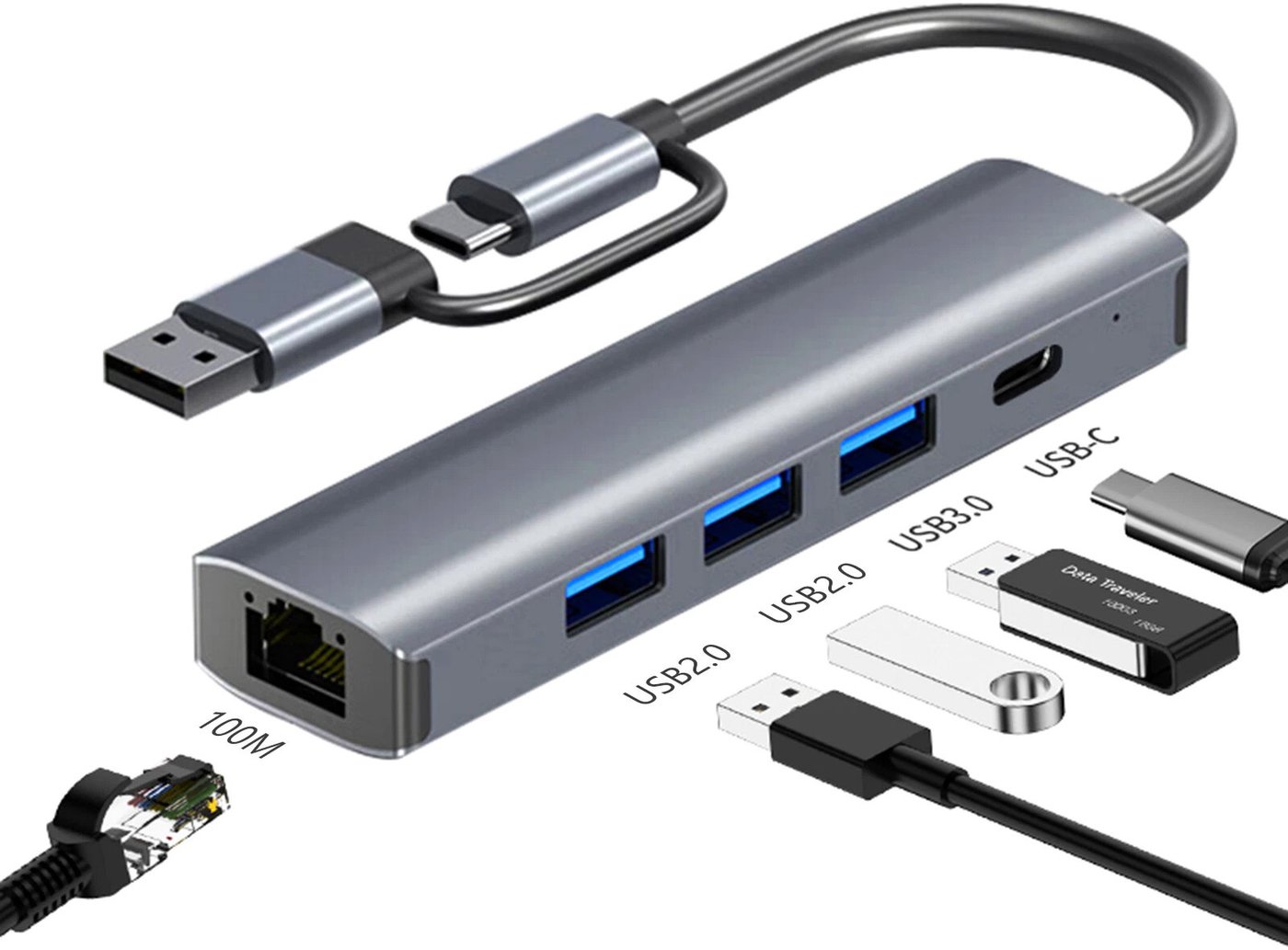 Док-станция Lalaunicky USB-A/Type-C 5-in-2