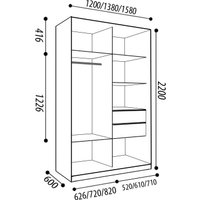 Шкаф-купе Евва АЭП ШК.2.02 138 BBZ.02 (бодега/бодега/жемчуг зерно)
