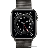 Умные часы Apple Watch Series 6 LTE 44 мм (сталь графитовый/миланский черный)