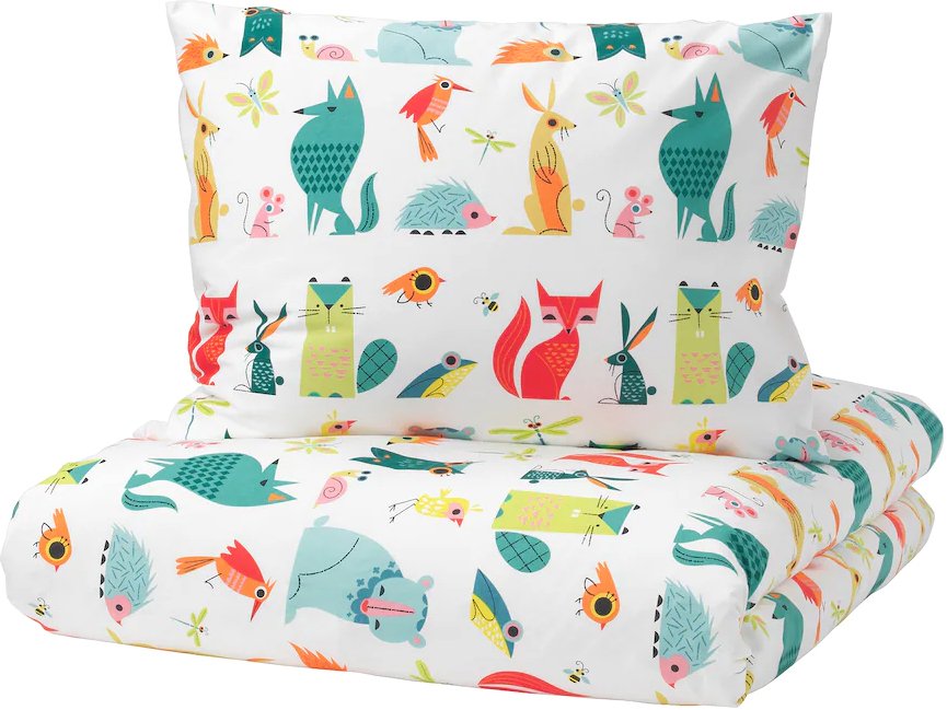 Детский комплект постельного белья Ikea ЛАТТО 150x200 203.510.06 (зверюшка/разноцветный)