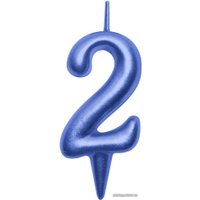 Свеча для торта Мультидом Овал Цифра 2 МС5-42 (синий)