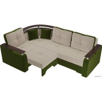 Угловой диван Лига диванов Комфорт 102750 (левый, микровельвет, бежевый/зеленый)