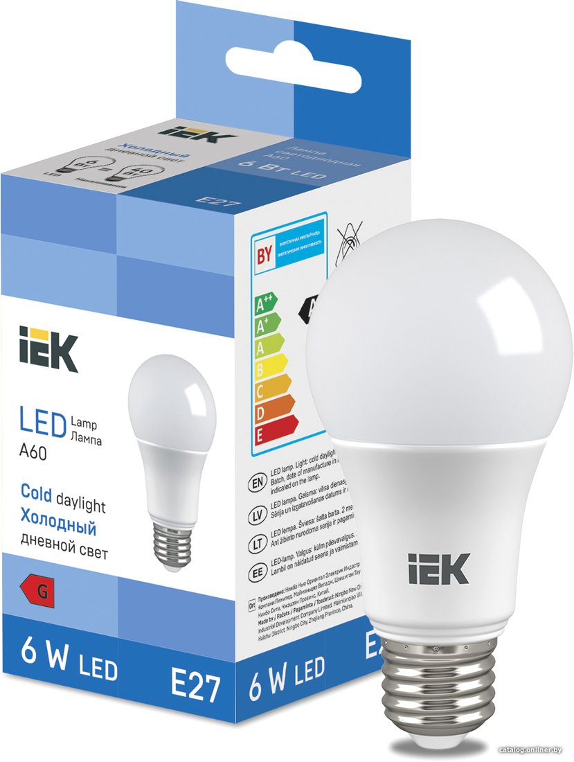 Светодиодная лампочка IEK LED Bulb A60 510lm 6500K E27