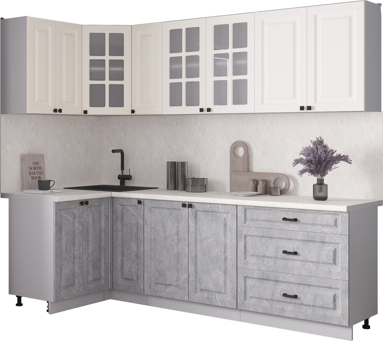 

Готовая кухня Интерлиния Мила Деко 1.2x2.5 (керамика/белый/опал светлый)