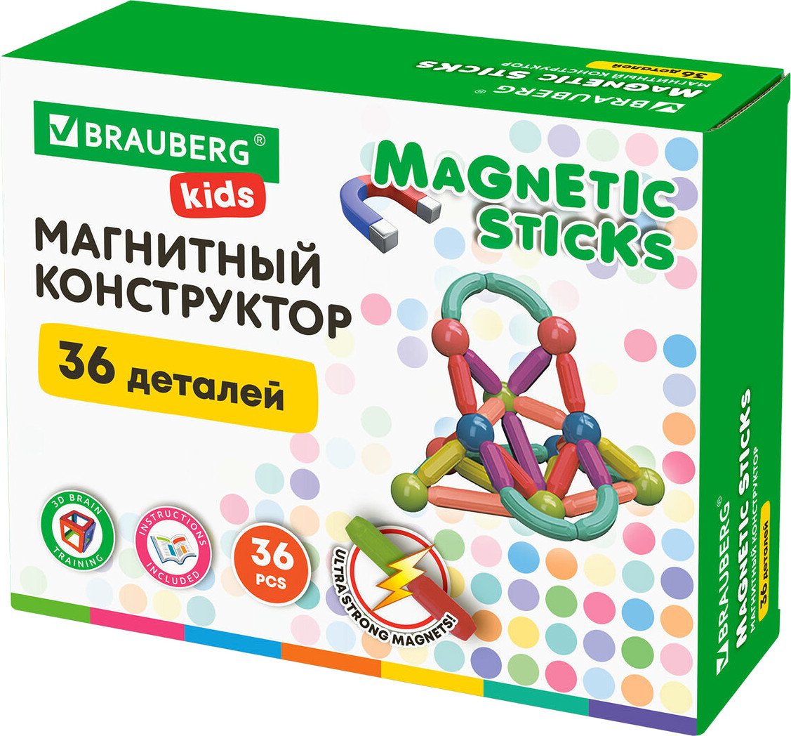 

Магнитный конструктор BRAUBERG Kids Magnetic Sticks 665721