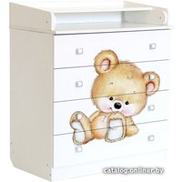 Детский комод Фея 1580 Медвежонок (белый)