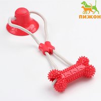 Игрушка для собак Sima-Land Кость на присоске 7916136 (красный)