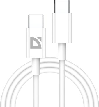 Кабель Defender F182 30 Вт USB Type-C - USB Type-C (1 м, белый)
