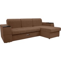 Диван Сириус Лидер-13 с оттоманкой НПБ 285x165 (Eva 03 велюр светло-коричневый)