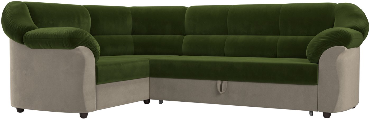 

Угловой диван Лига диванов Карнелла левый (микровельвет, зеленый/бежевый)