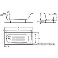 Ванна Roca Continental 150x70 A21291300R (с ножками)