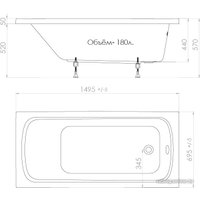 Ванна Triton Стандарт 150x70 (с ножками)