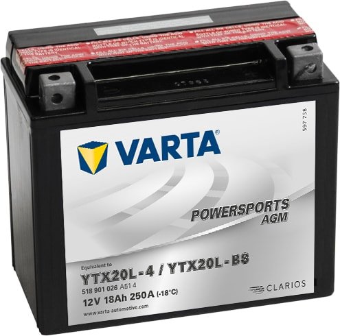 

Мотоциклетный аккумулятор Varta Powersport AGM YTX20L-BS 518 901 026 (18 А·ч)