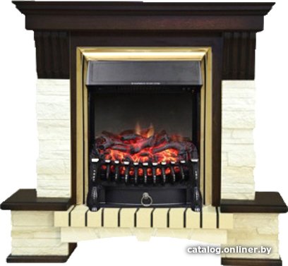 Каминокомплект Smolcom Stone Montebello STD-ASP с Fobos-S Lux BR (темный орех)