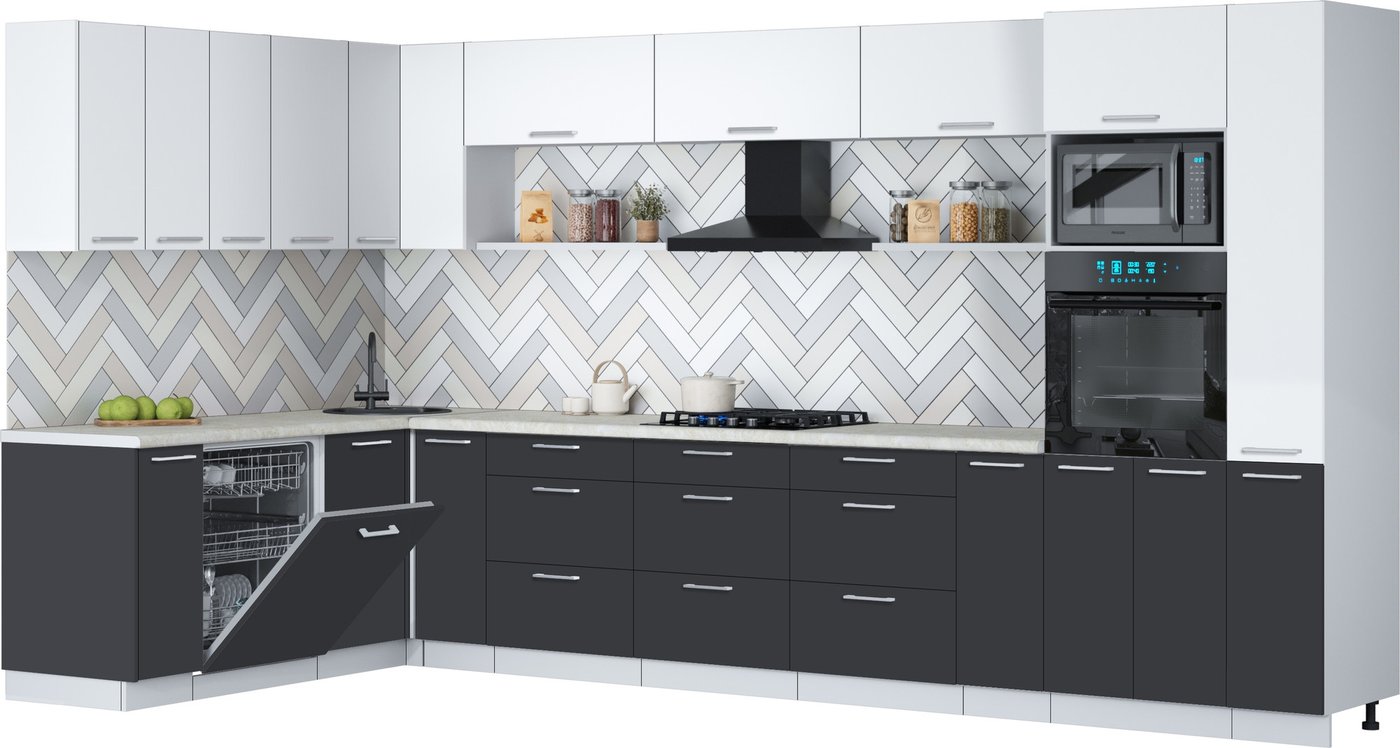 

Готовая кухня Интерлиния Мила Gloss 1.896х3.88 (пепел/белый/опал светлый)