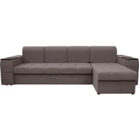 Угловой диван Сириус Лидер-13 с оттоманкой ППУ 330x165 (Eva 06 велюр темно-серый)