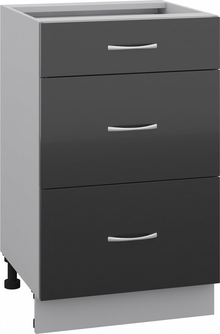 

Шкаф напольный Кортекс-мебель Корнелия Лира НШ50р3ш без столешницы (черный)