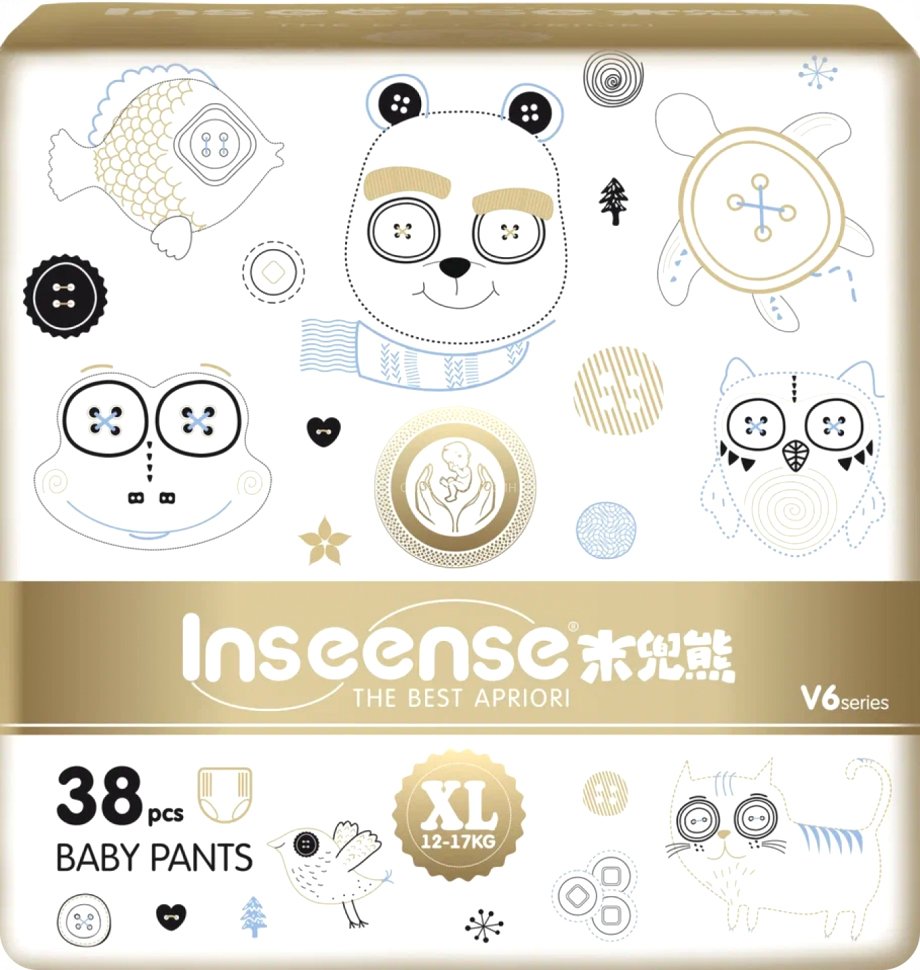 

Трусики-подгузники Inseense Супертонкие V6 XL 12-17 кг Ins38gold (38 шт)