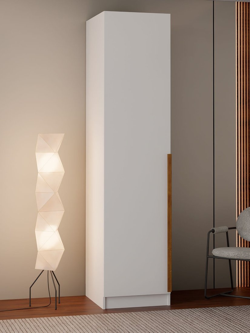 

Шкаф распашной Диприз Mirjan 1 дверь с дуб. ручками Д.70126.1 (белый/дуб масло)