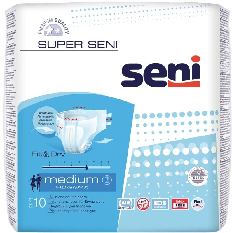 

Подгузники для взрослых Seni Super Fit&Dry M (10 шт)