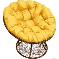 Кресло M-Group Папасан 12020211 (коричневый ротанг/желтая подушка)