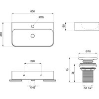 Умывальник Wellsee Clermont 302612000 с донным клапаном click-clack