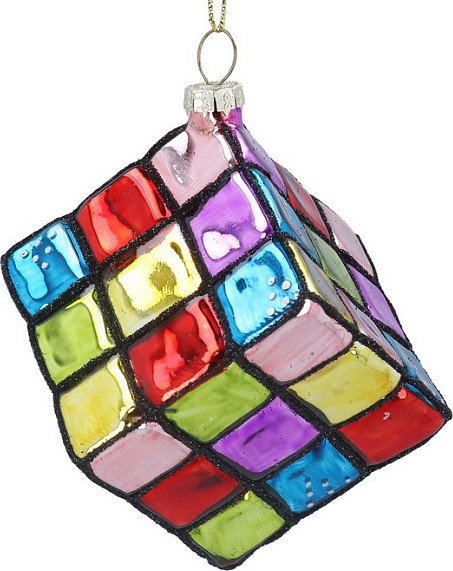 

Елочная игрушка Gisela Graham Jolly Christmas Кубик Рубика 01246