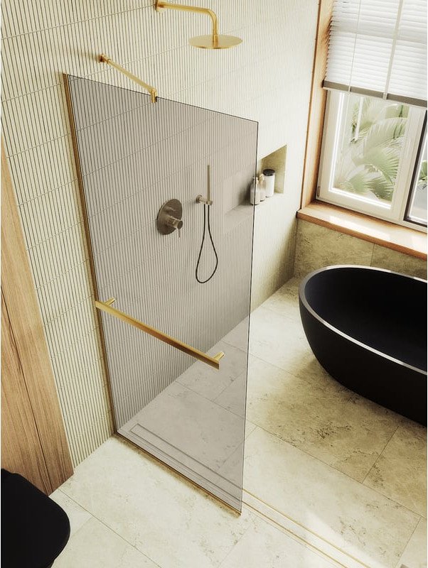 

Душевая стенка MaybahGlass 79x195 MGD-727-3у (бронзовое стекло/золотой)