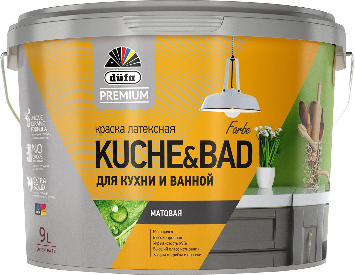 

Краска Dufa ВД Kuche-&-Bad Farbe (9 л, белый)