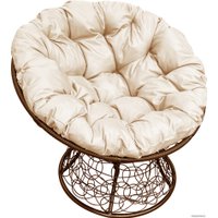 Кресло M-Group Папасан 12020201 (коричневый ротанг/бежевая подушка)