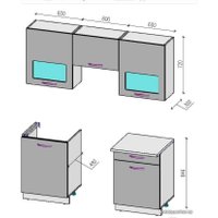 Готовая кухня ВерсоМебель Эко-6 1.8 (виола/кашемир)